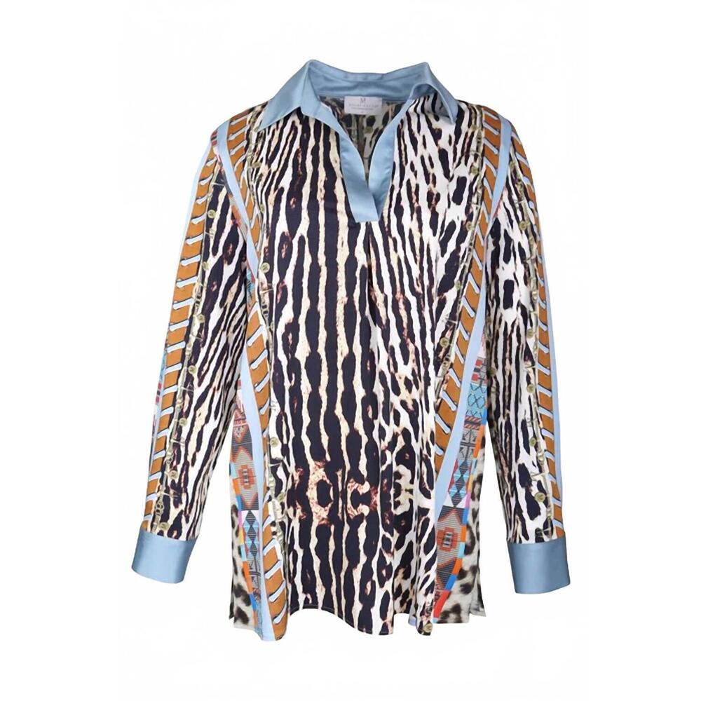 NEW MUCHO GUSTO women's lausanne blouse in multi animal